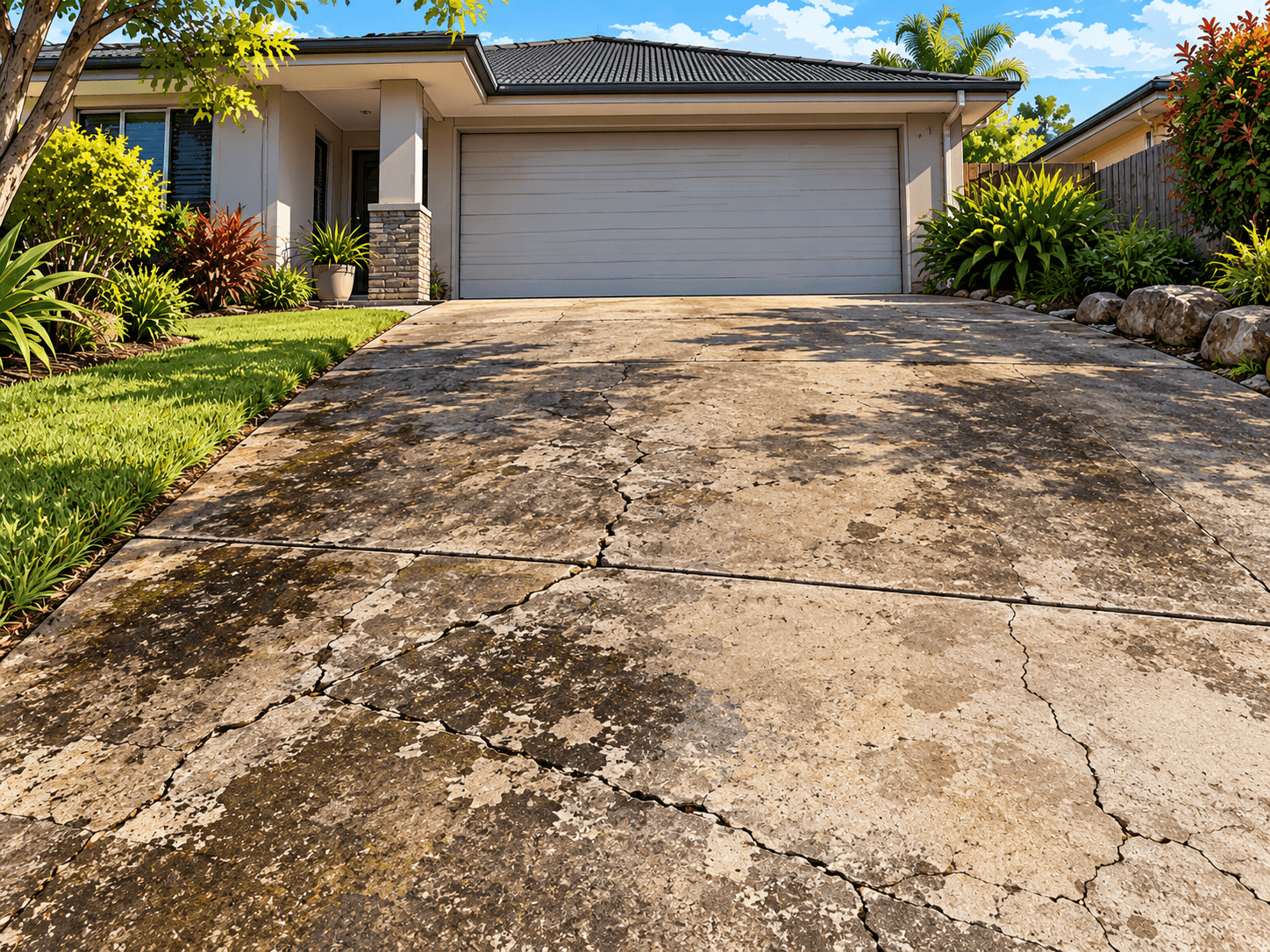 Damaged concrete before restoration