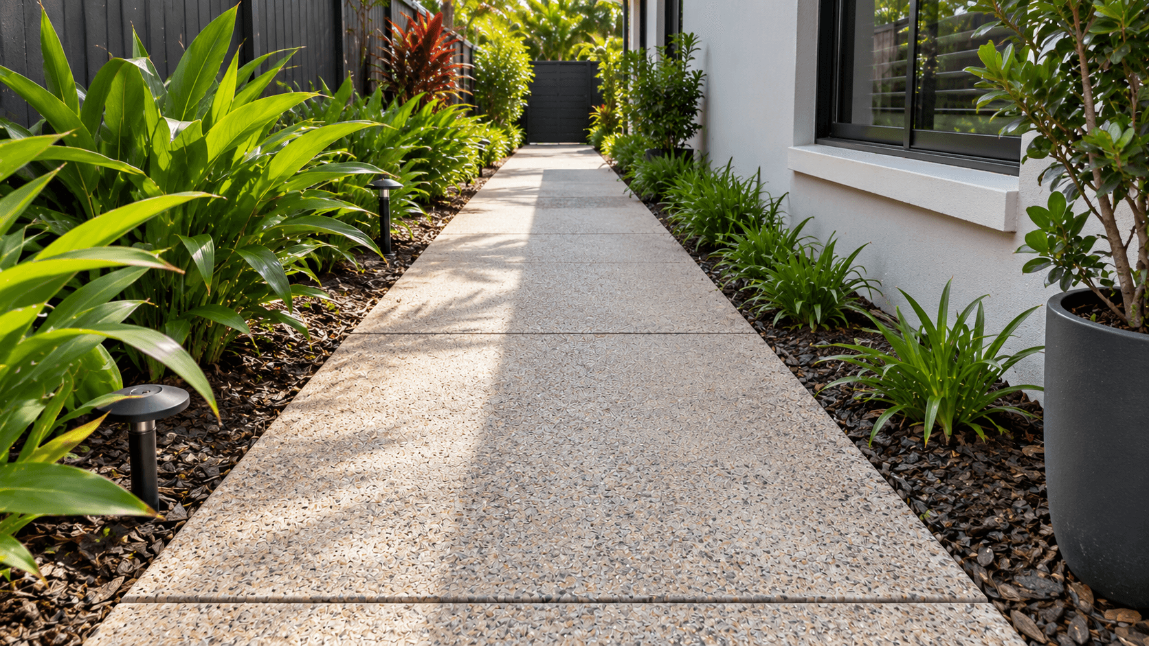Clean garden path after cleaning