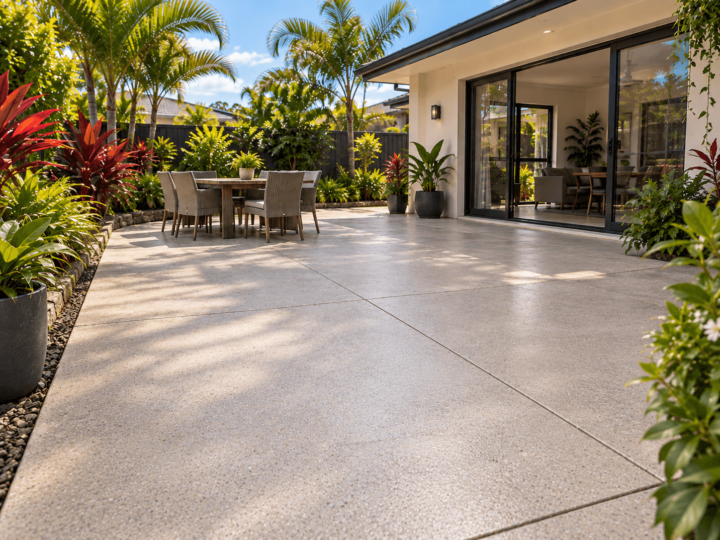 Clean patio concrete after cleaning and sealing