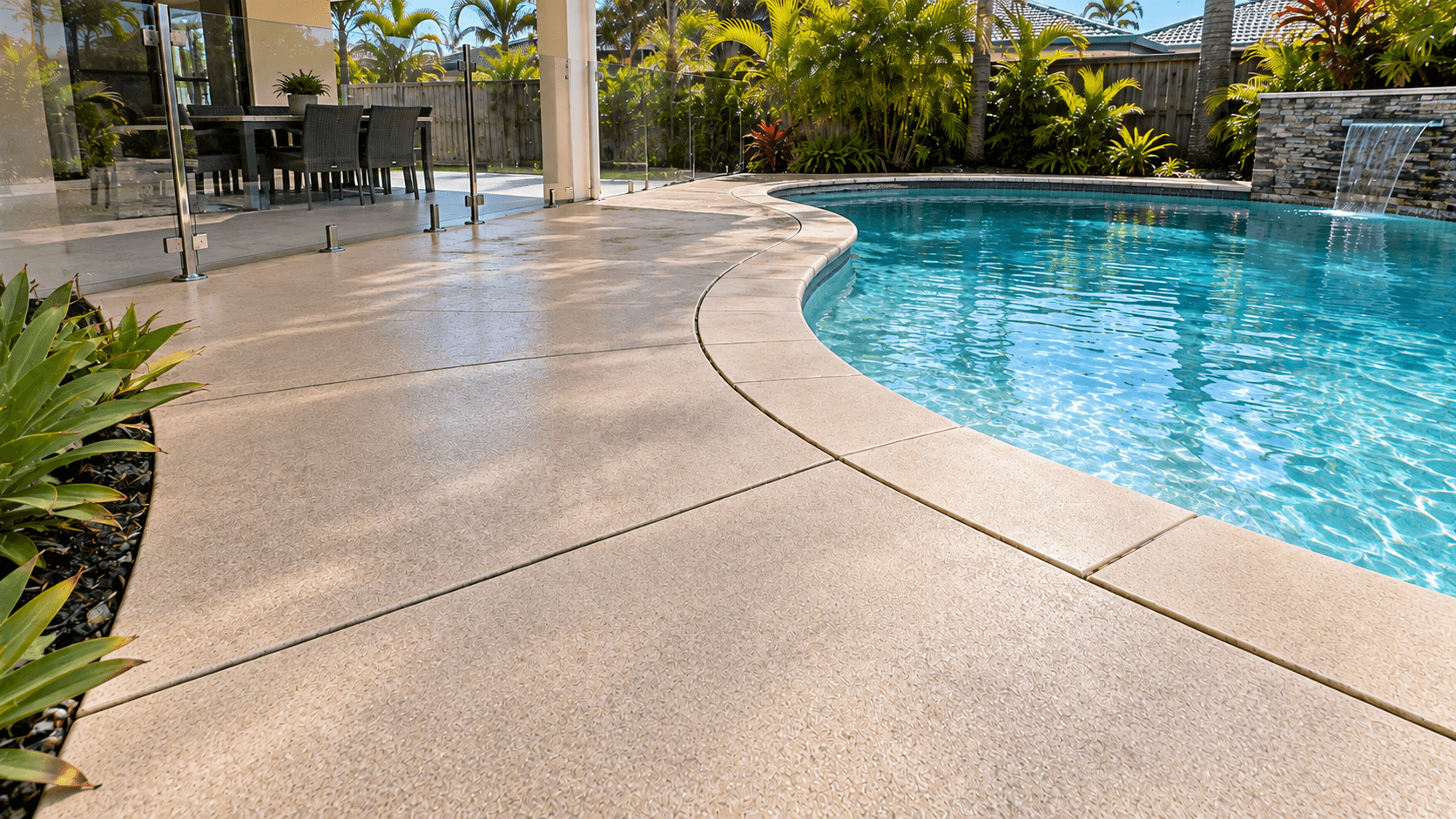 Clean, sealed pool surround after cleaning